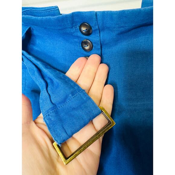 EUDON CHOI COLLECTIVE Blue Linen Blend Wide Leg Button Front Pants Size 2 - Picture 12 of 16